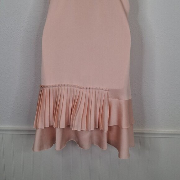 Banana Republic Satin Midi Dress Sz 6 Racerback Tiered Party Cocktail Neutral - Picture 8 of 16